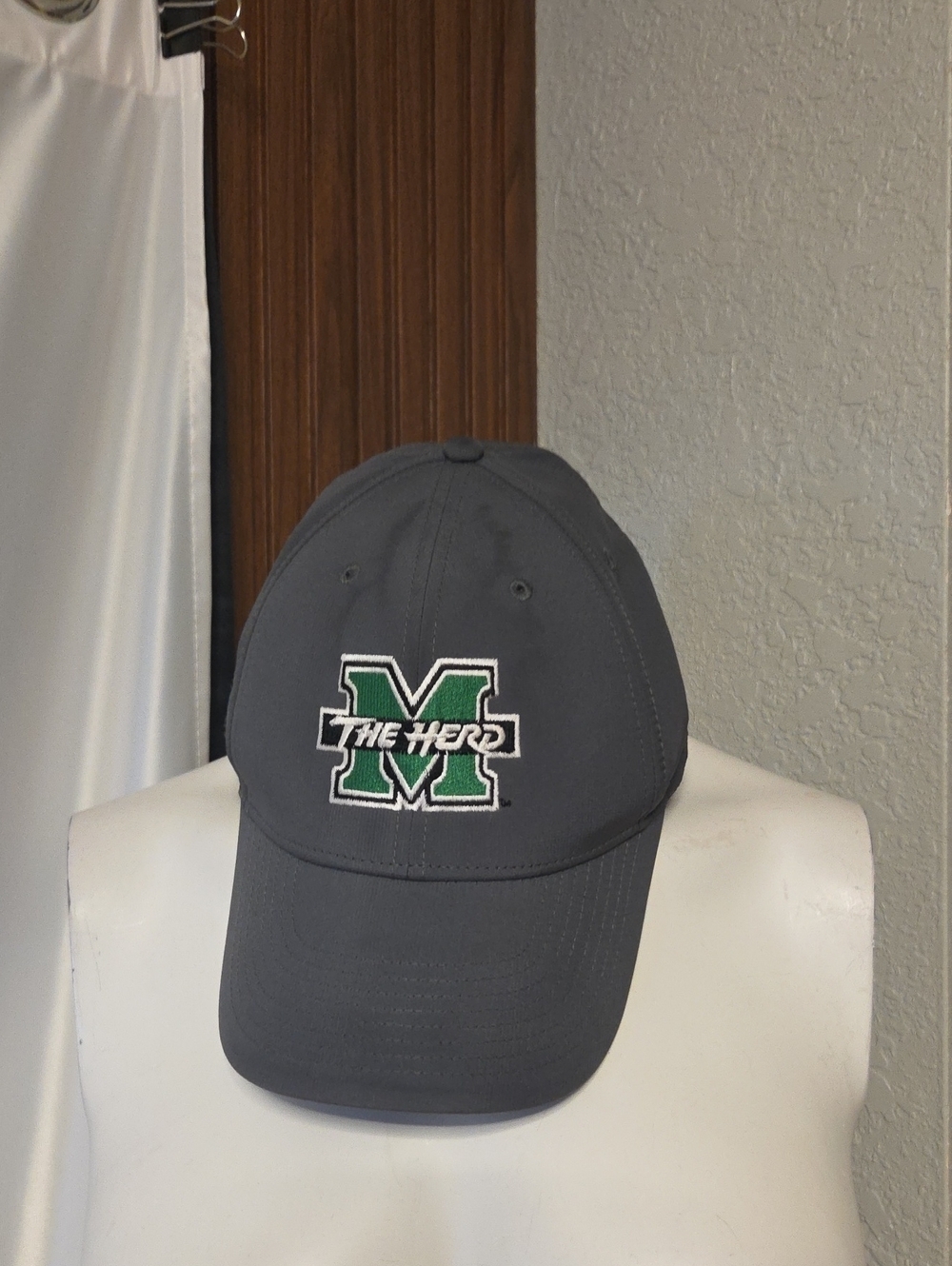 Nike Gray Cap with Green Embroidered 'M' Accent